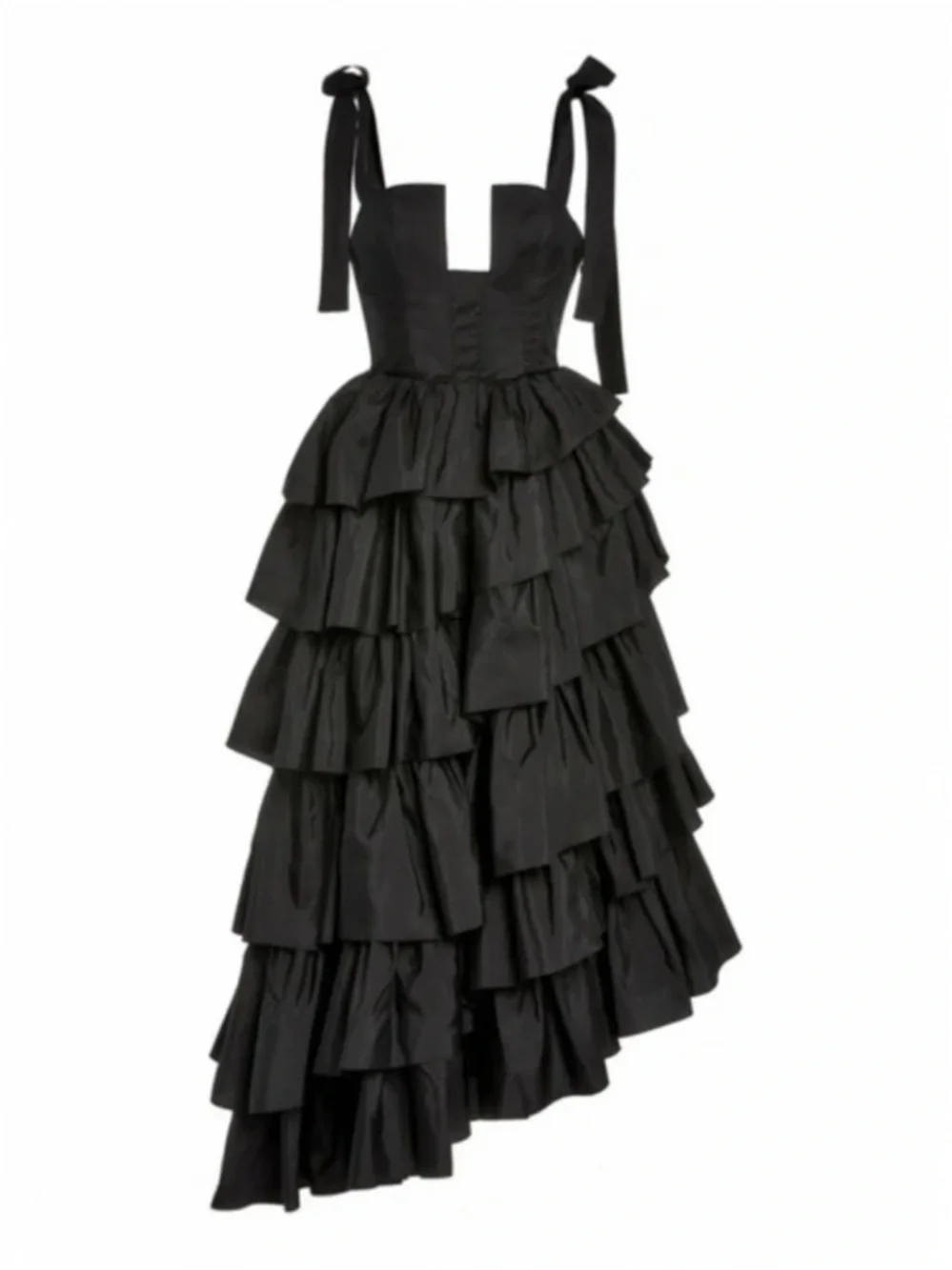 Ulla Johnson Valentina Silk Tiered Ruffle Midi Dress Black 6 NWT - Picture 9 of 15